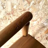 Pair of vintage brutalist armchairs in solid pine by Rainer Daumiller