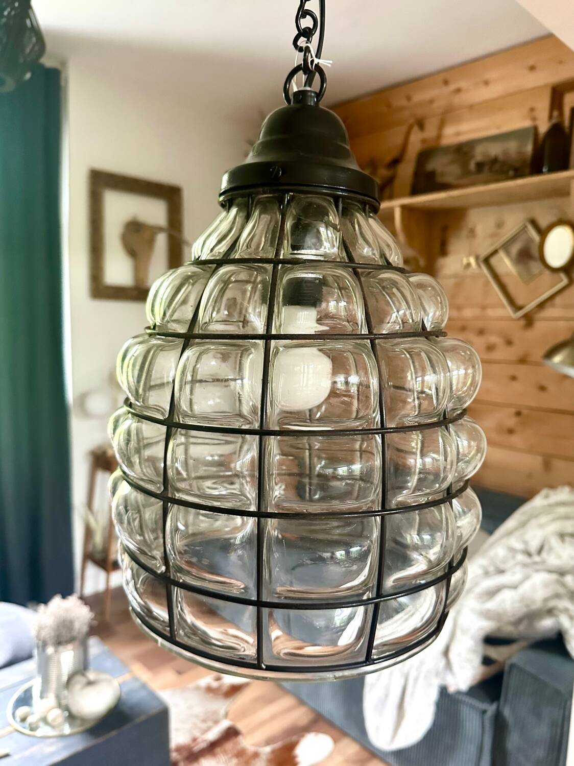 Glass and metal pendant light, Ulysses' garden