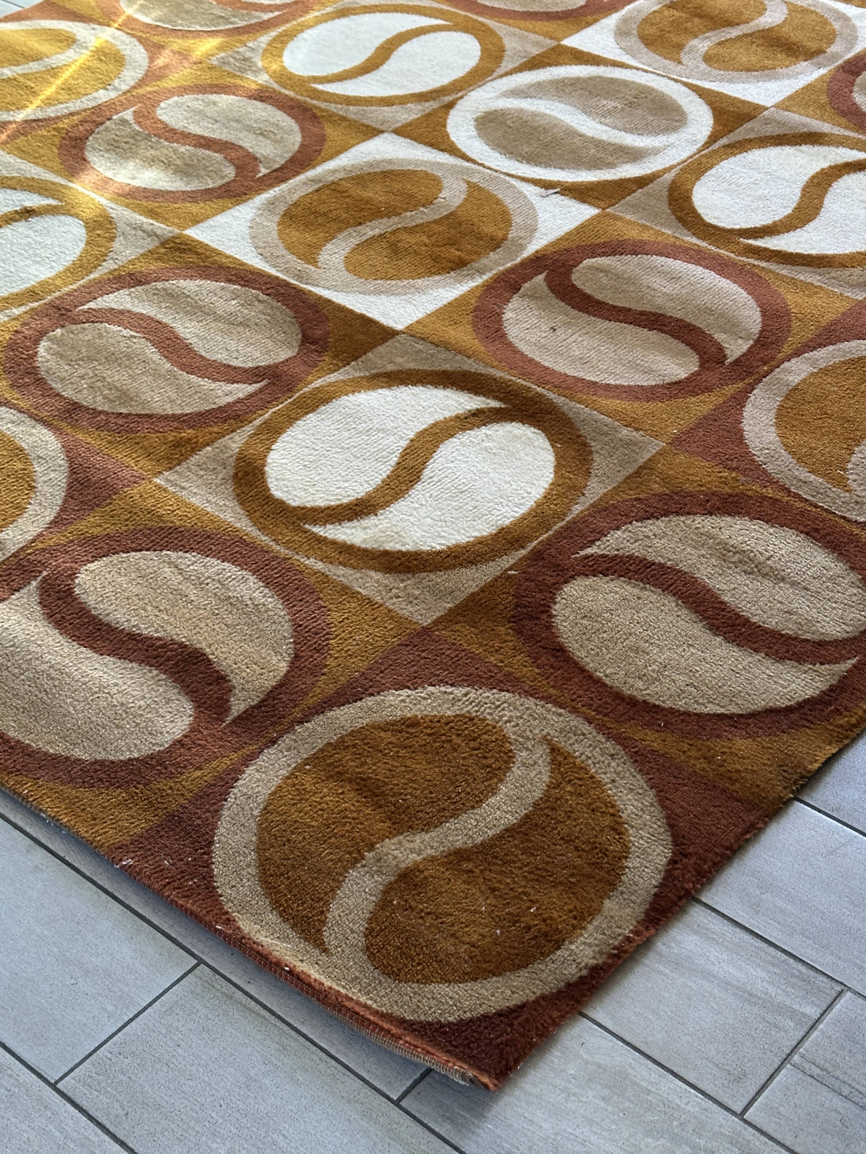 Grand tapis géométrique années 70 scandinave Space Age