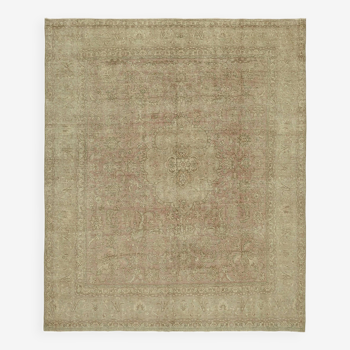 Hand-knotted anatolian antique 1970s 293 cm x 346 cm beige wool carpet