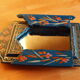 Old moroccan mirror painted wood blue folk art