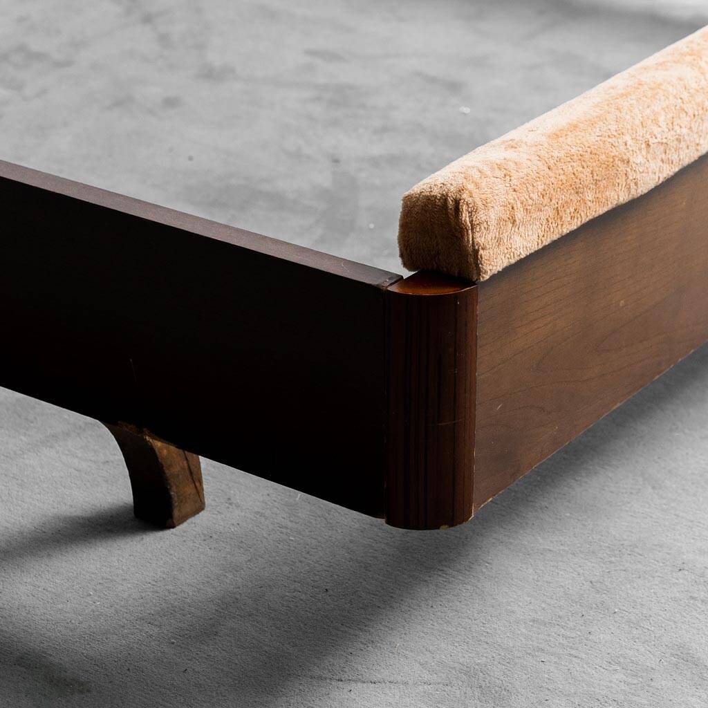 Letto matrimoniale legno tessuto anni ’70 vintage modernariato