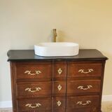 Solid oak vanity unit in Louis XV style