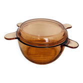 Cocotte Vision Corning verre fumé ambré vintage made in France