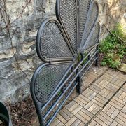 Tête de lit vintage en rotin noir 142cm