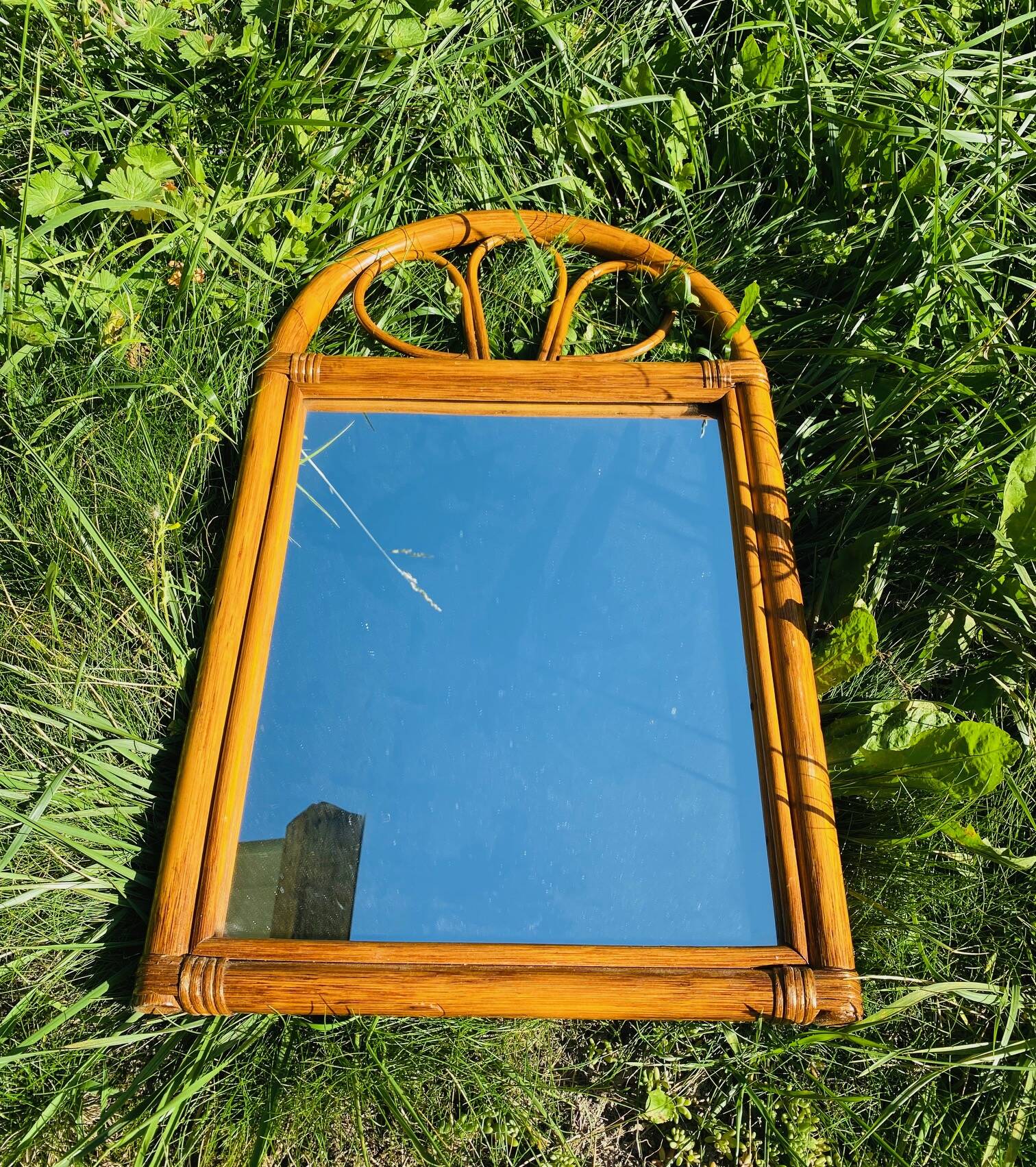 Vintage rattan mirror