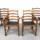 Chaises médiévales vintage en chêne, lot de 4
