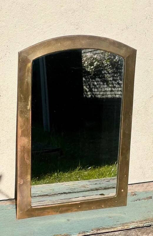 Vintage brass mirror – In the style of Odoux (1960s)