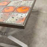Seventies iron and ceramic coffee table