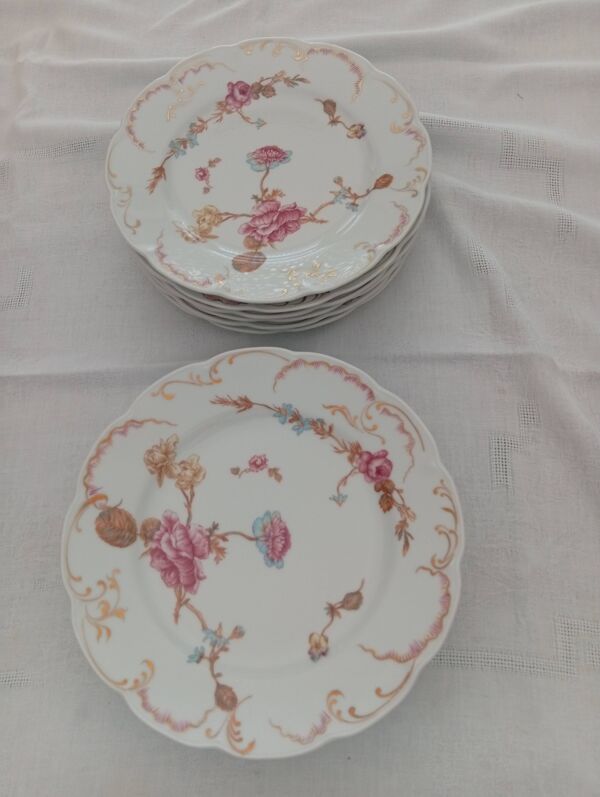 Porcelaine Limoges  Haviland France 12 assiettes plates ' Roses de France