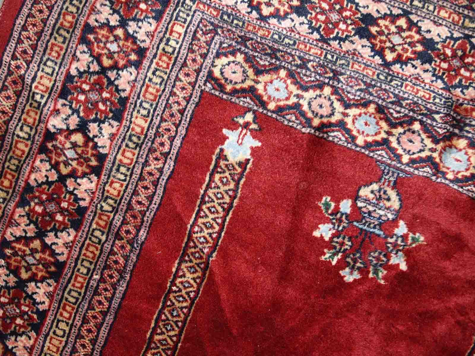 Vintage Pakistani carpet Lahore handmade 94cm x 178cm 1960s, 1C806