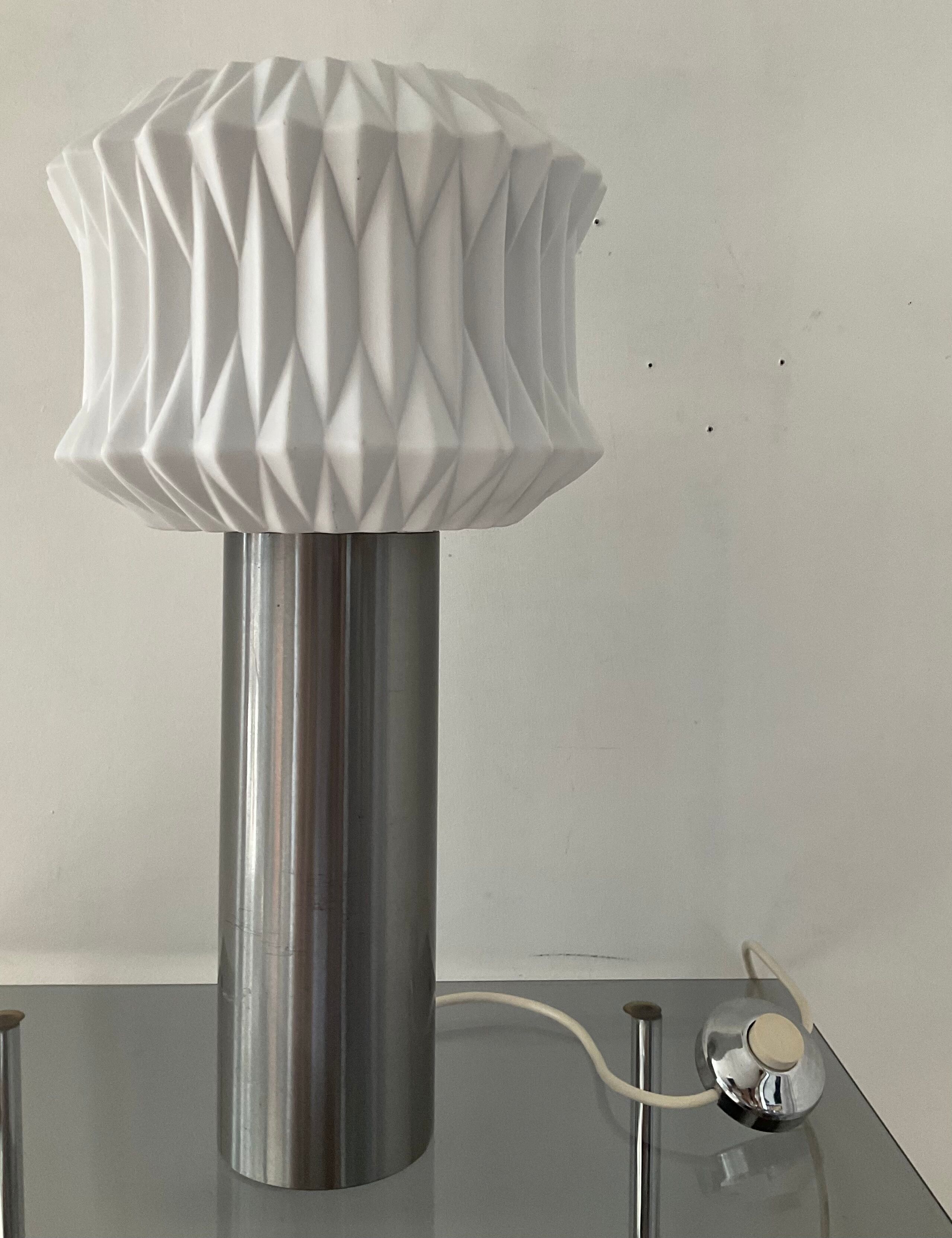 Vintage lamp 70s porcelain and chrome foot