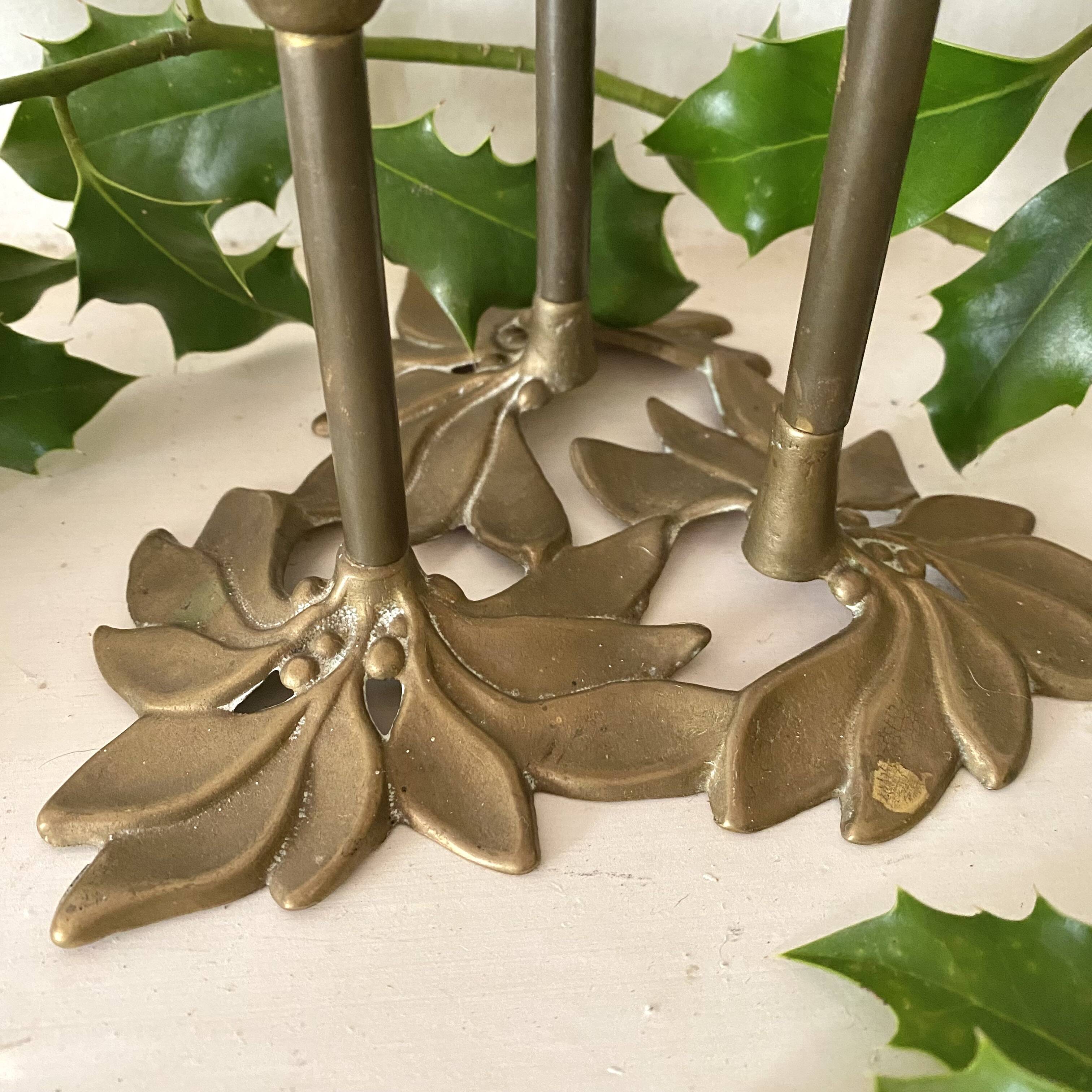 Floral Brass Candle Holder