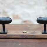 Wooden wall coat rack, vintage wall coat rack, bakelite hooks, ha