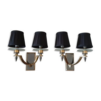 Pair of art deco wall lamps 1940s bronze