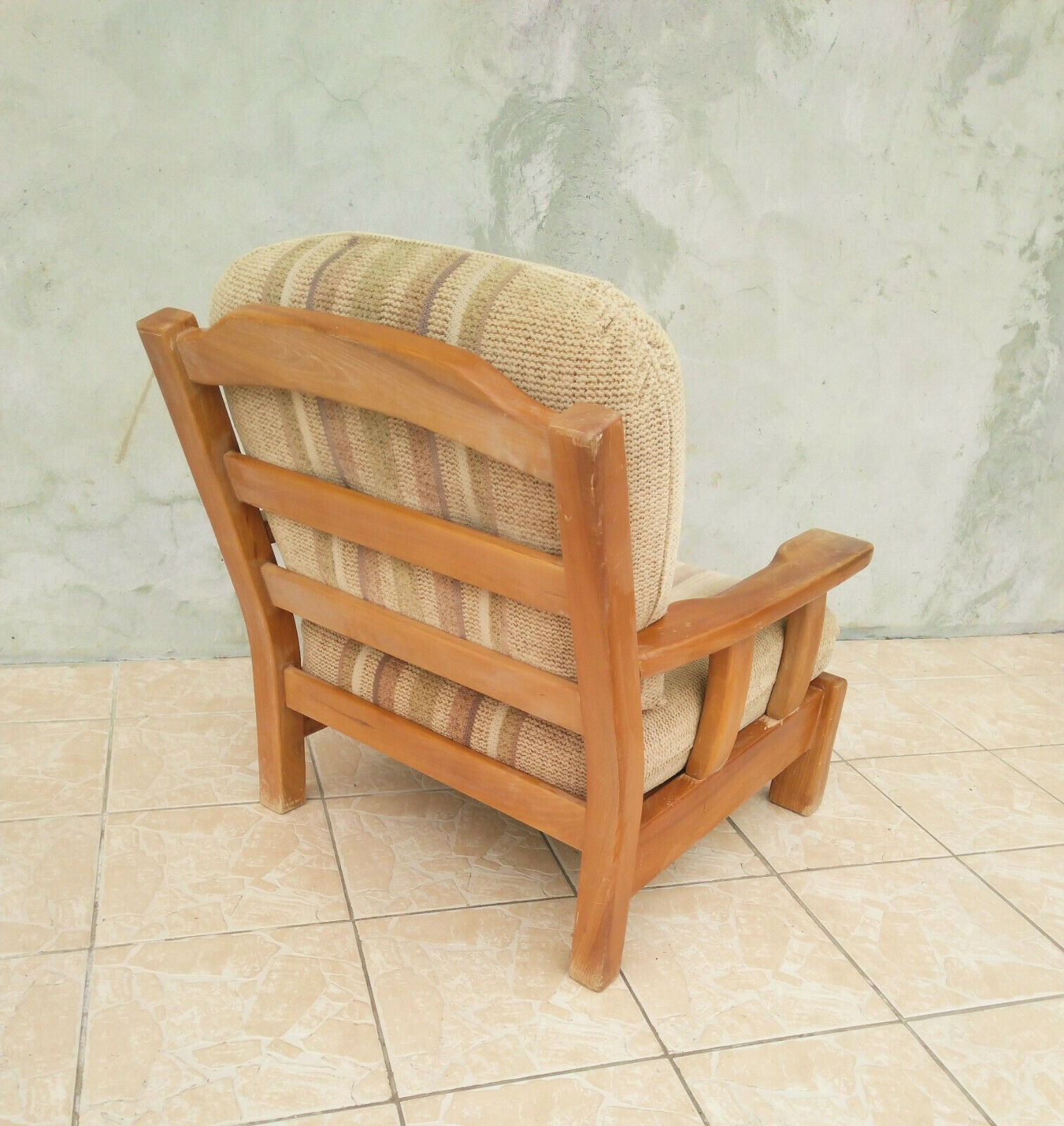 Fauteuil vintage en orme blanc