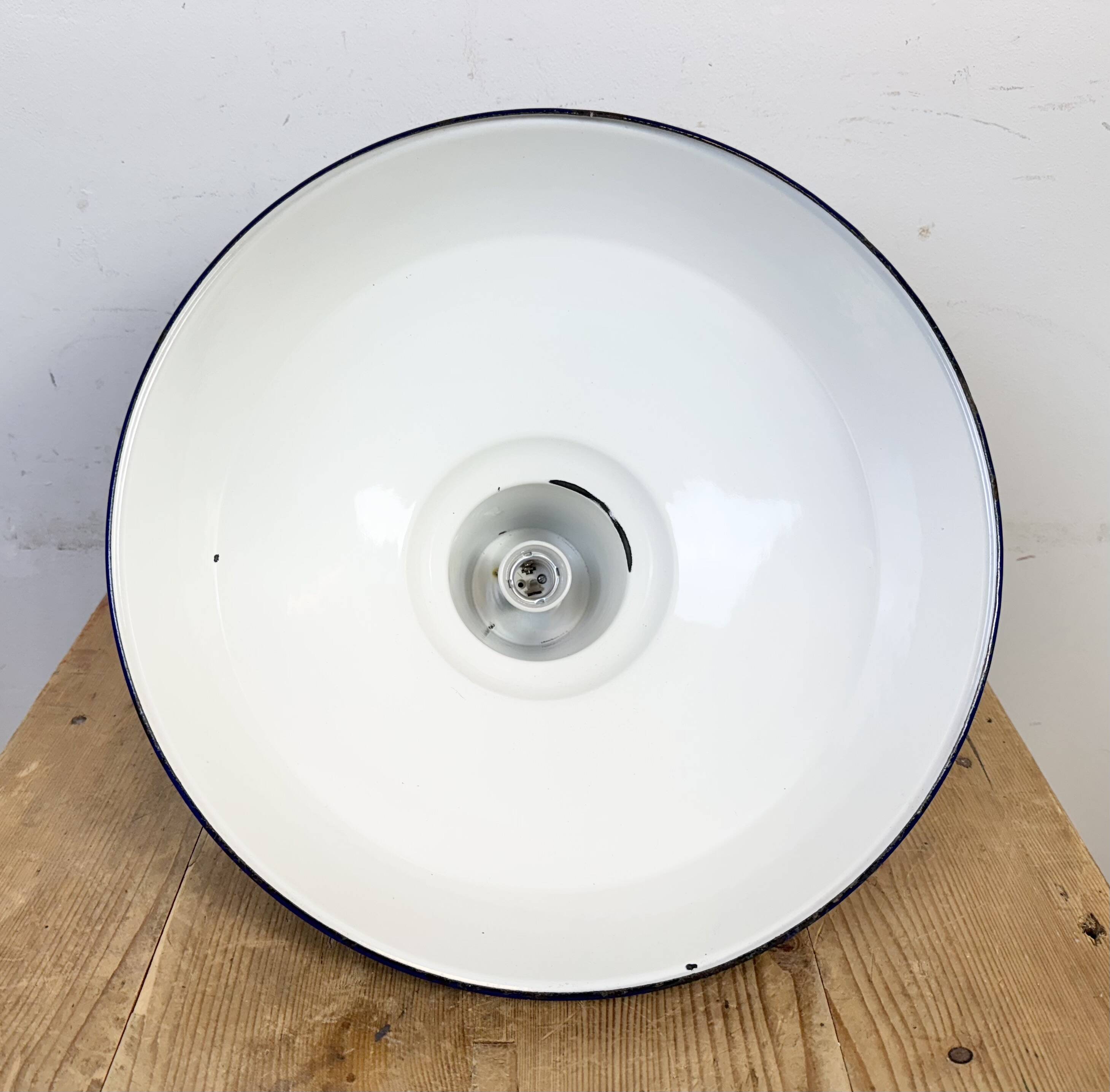 Industrial Blue Enamel Factory Pendant Lamp, 1960s