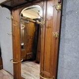 Important antique coat rack in solid walnut