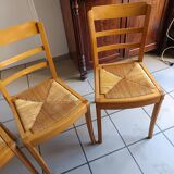 3 Monobloc straw bistro chairs from the 60s/70s