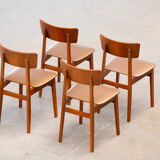 Series of 4 scandinavian chairs with curved back 1960