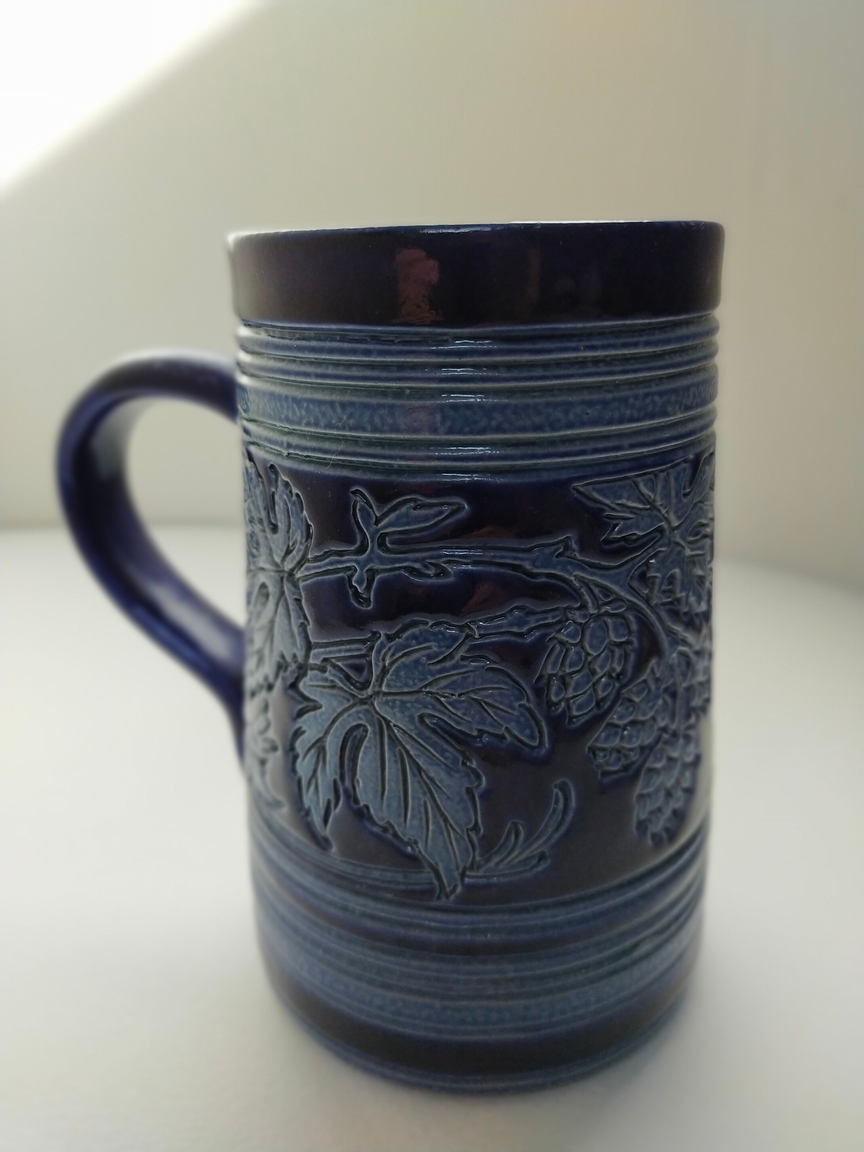 mug in blue Alsace sandstone signed