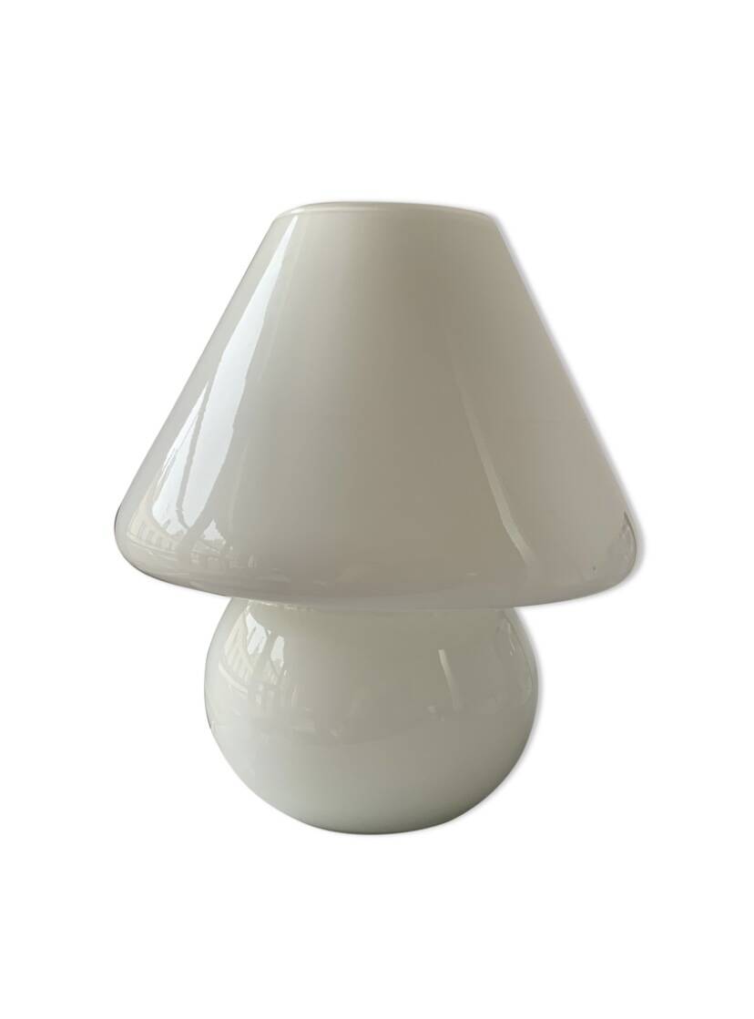 Vintage mushroom lamp vetri murano 1970 in white glass