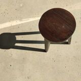High tripod stool in brown solid wood