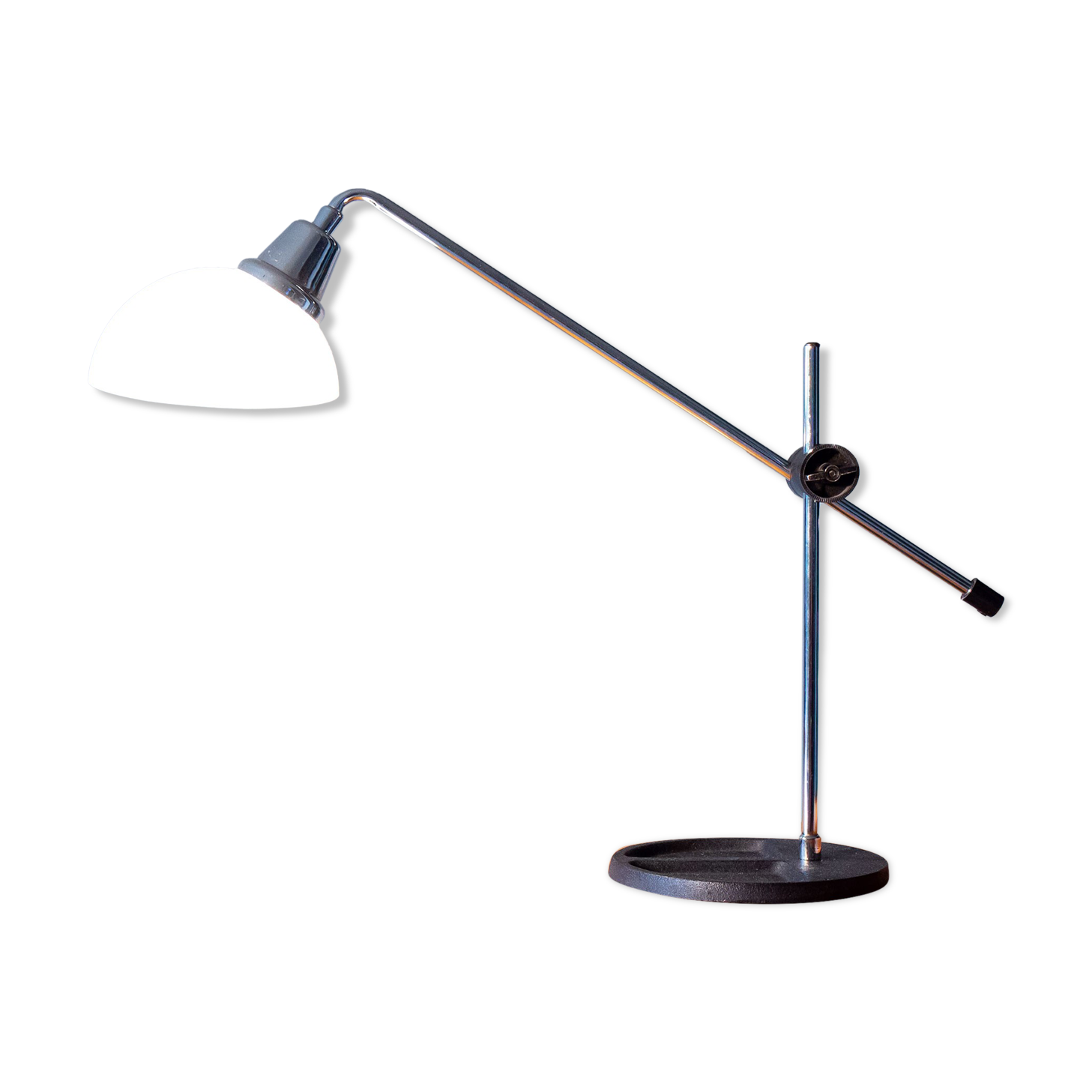 Lamp 70s chrome and opaline