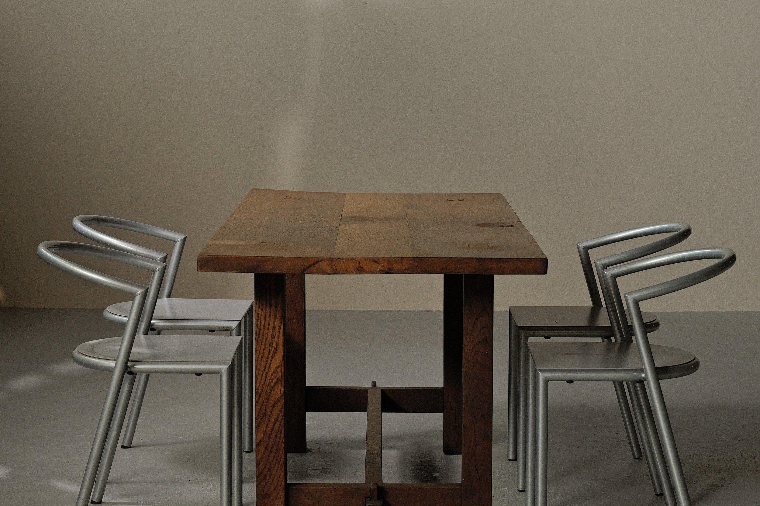Solid oak farmhouse table, 1970 – Handcrafted
