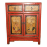 Armoire chinoise peinte à la main du milieu du siècle avec 2 portes et 2 tiroirs