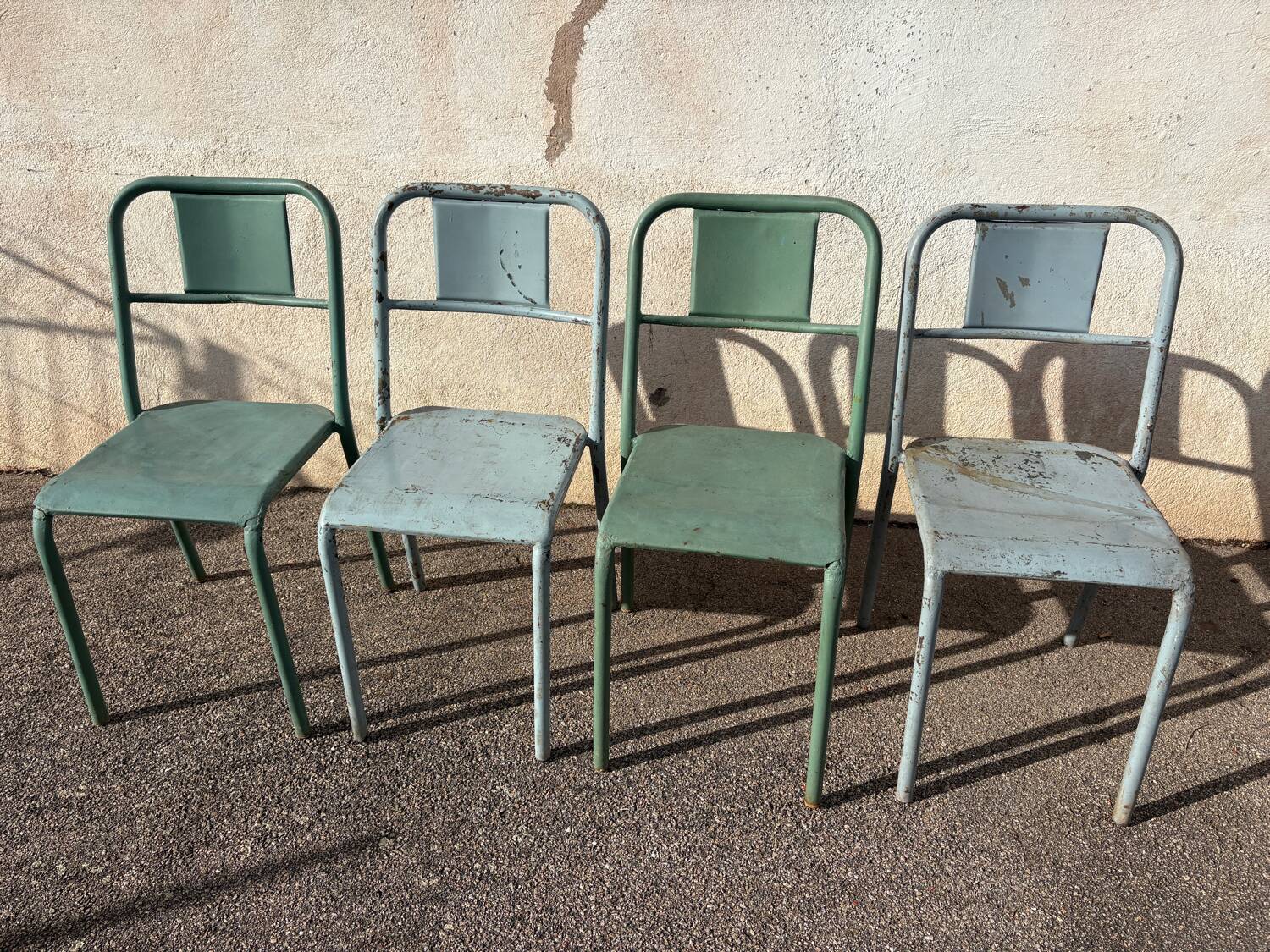 Set of 4 vintage bistro metal chairs