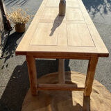 Large renovated family table with 2 extensions in raw solid oak, 3.18m.