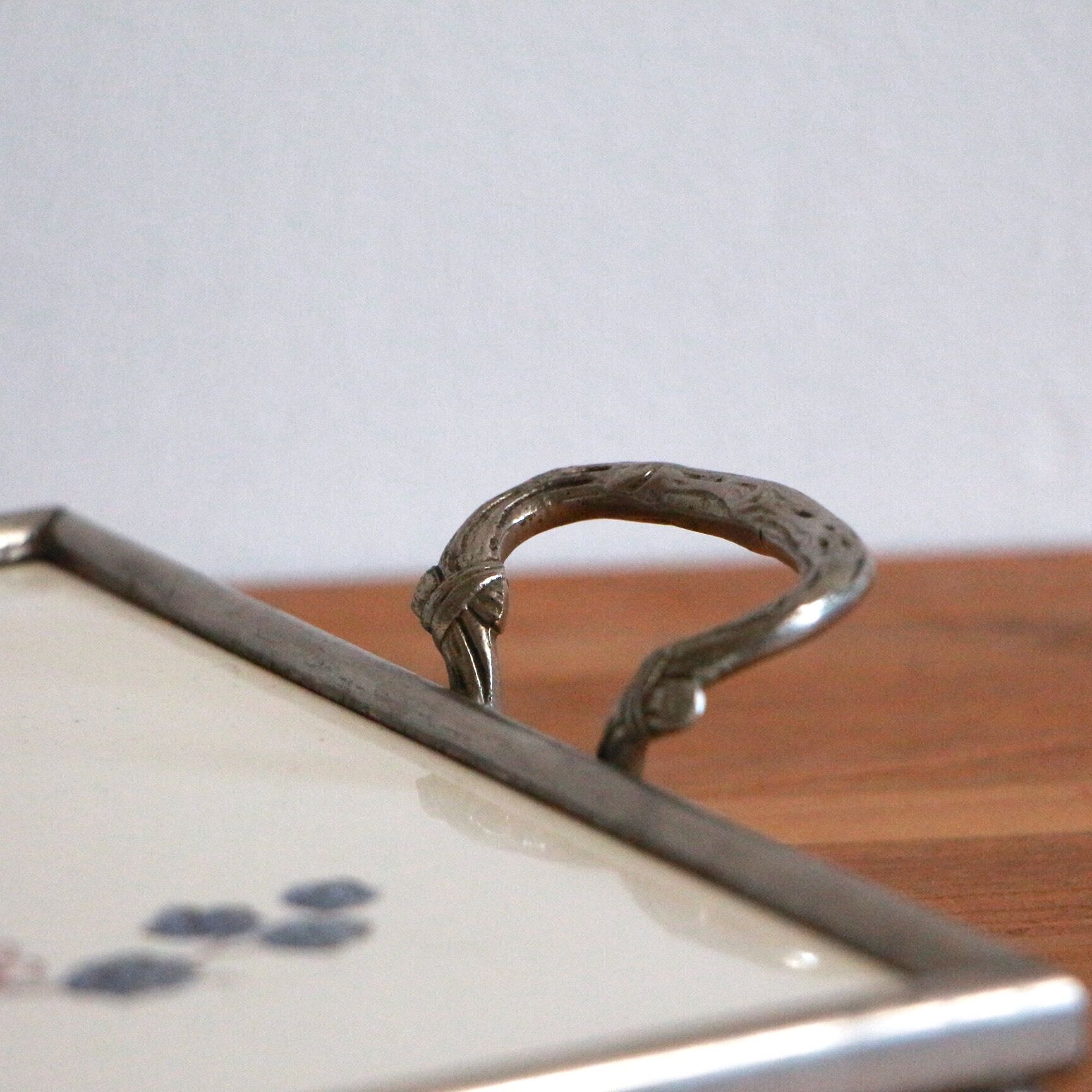 Ceramic and metal bird tray