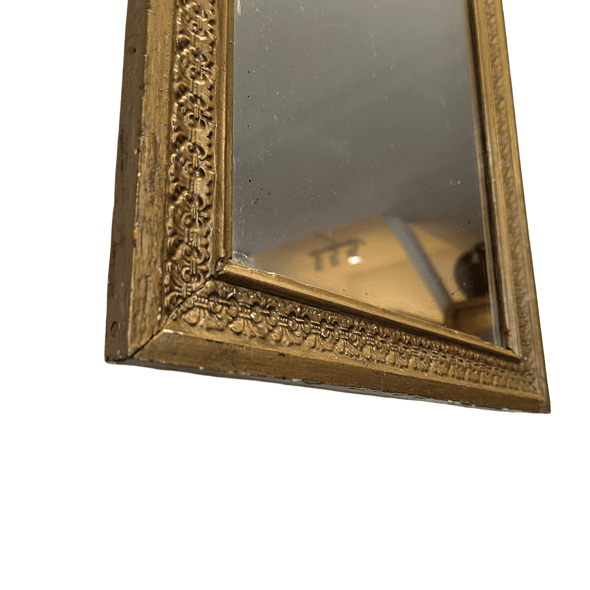 Miroir français ancien avec cadre doré, datant d'environ 1900
