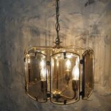 Suspension in smoked glasses – octagonal shape – 4 lights.