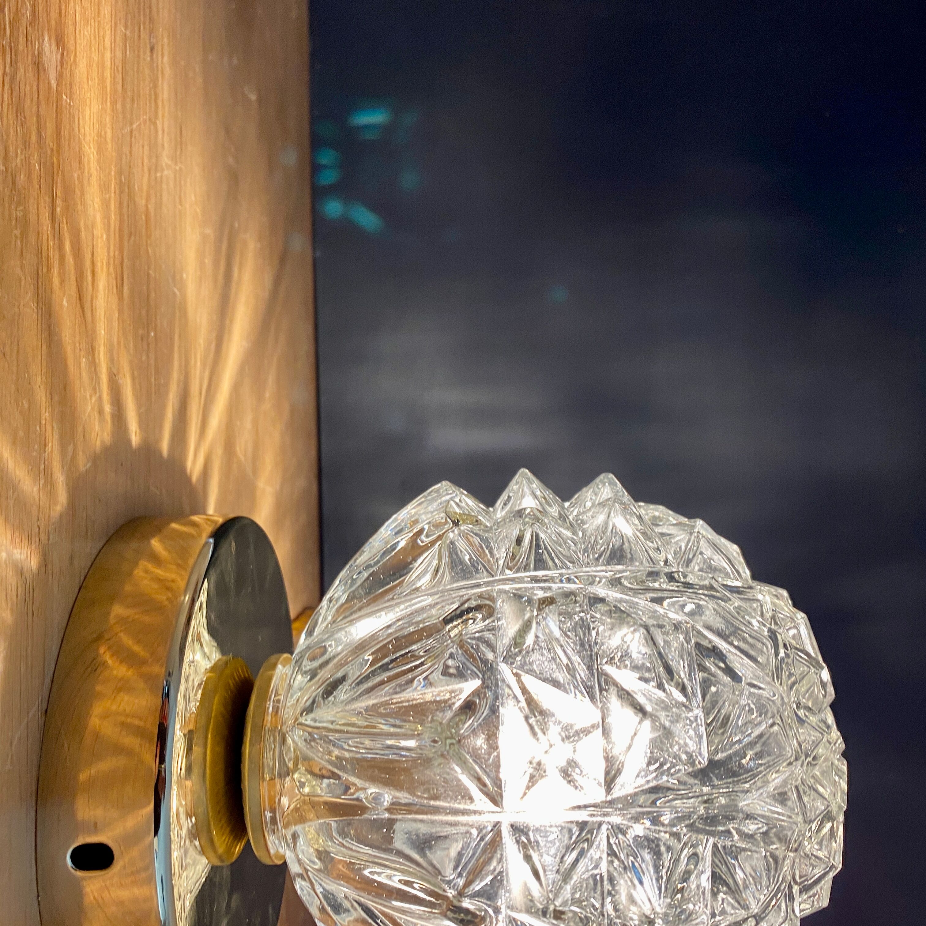Vintage globe wall lamp, ceiling lamp in molded glass