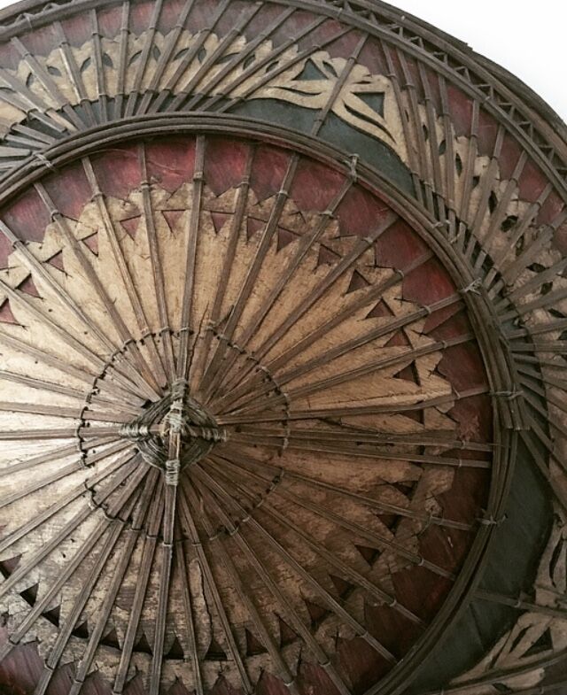 Asian straw and rattan hat