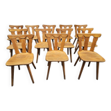 12 wooden bistro chairs, 1970