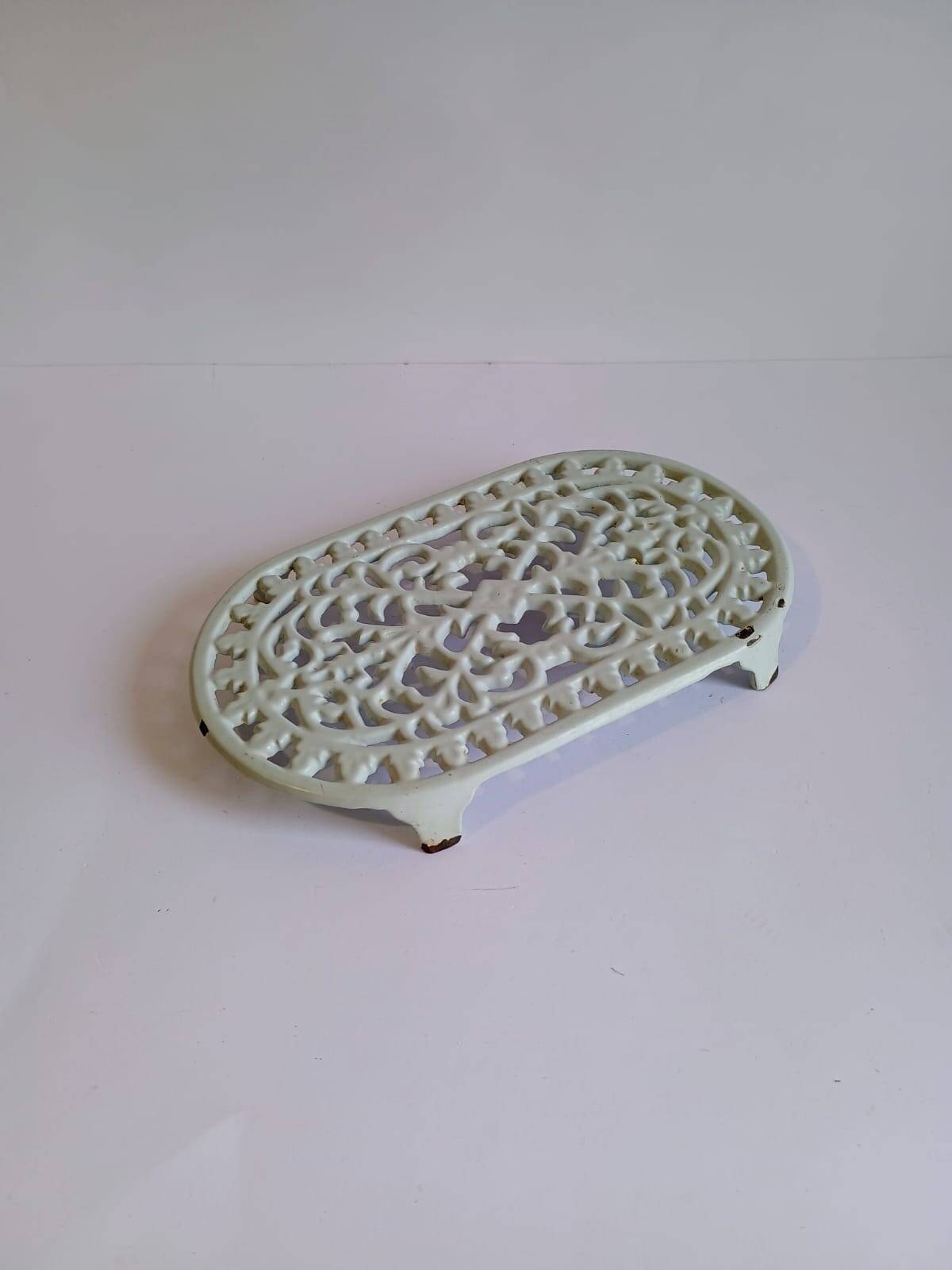 Vintage White Cast Iron Trivet