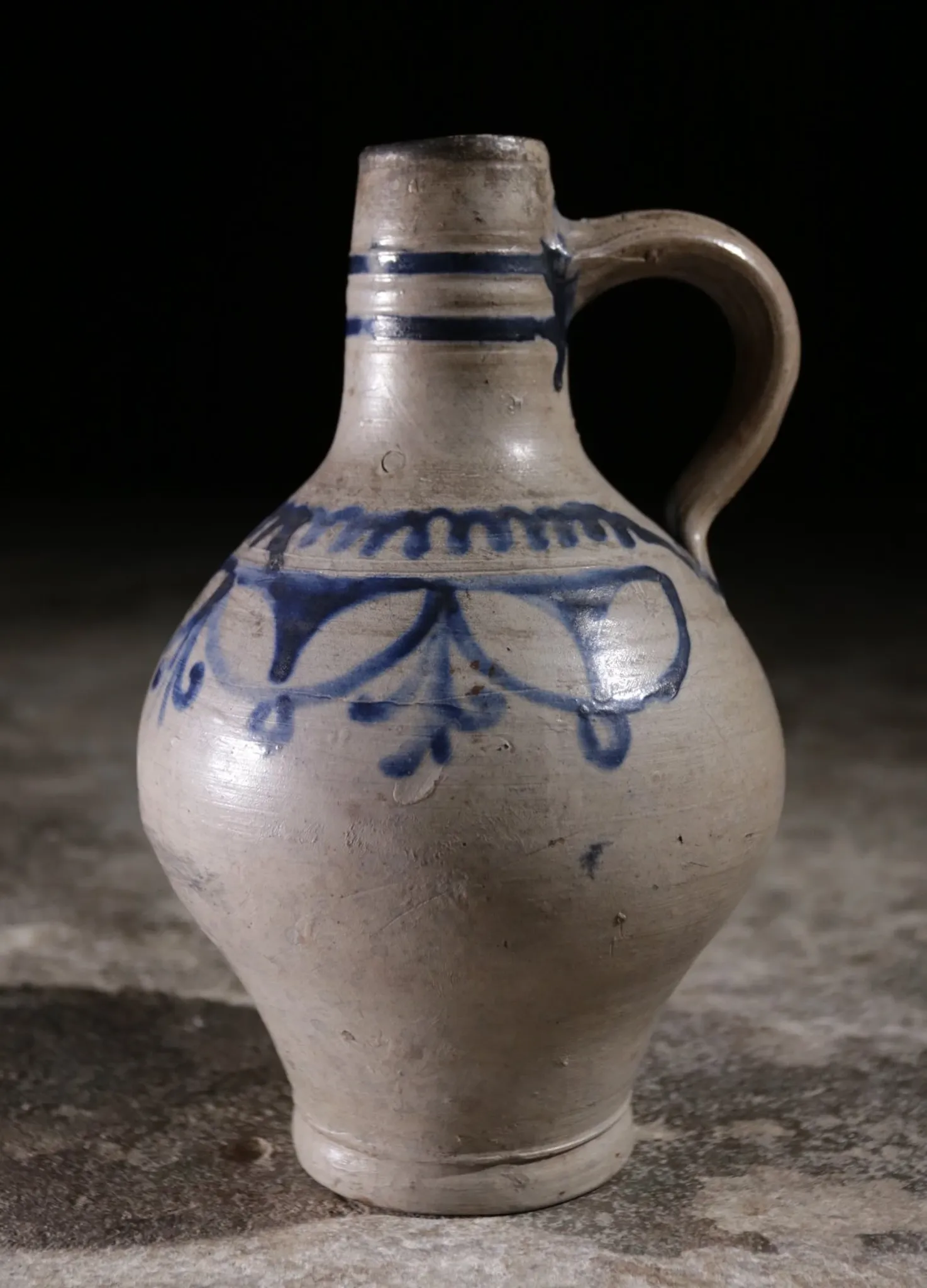 Westerwald stoneware jug with cobalt blue decor – 18th c.