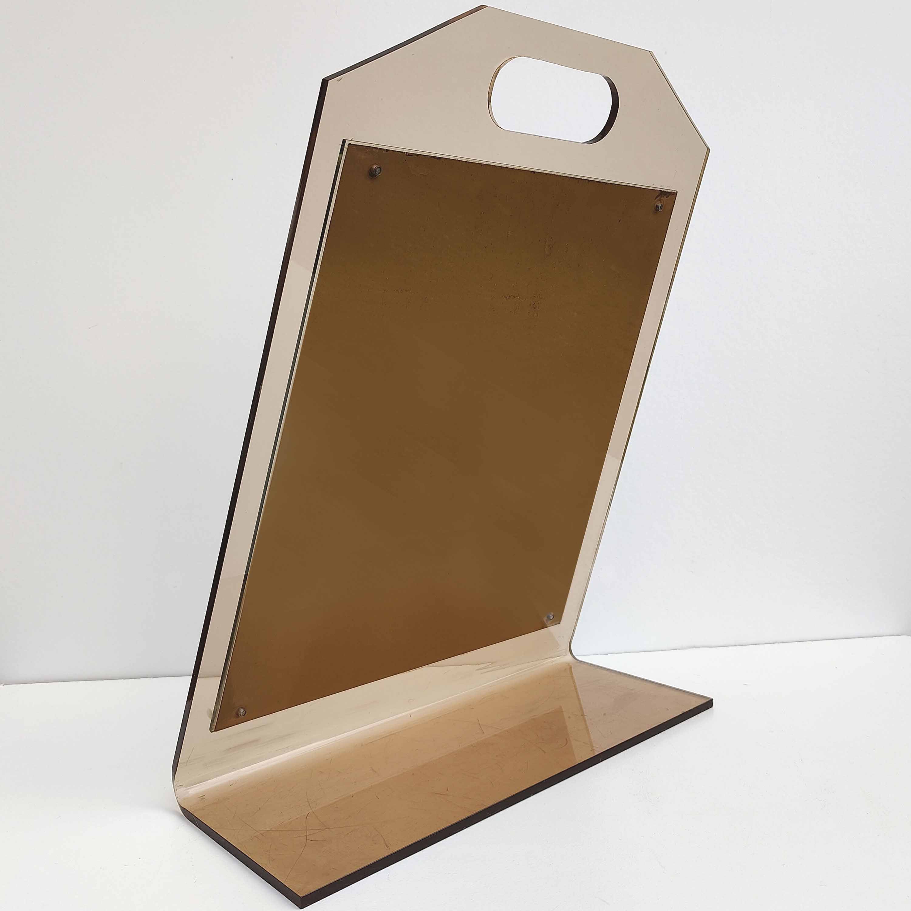 Mirror dressing table inclined plexiglass 70s trapezoid shape