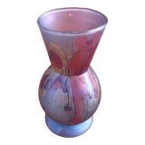 Piedouche vase Glass paste shades of lilac and yellow on a blue background