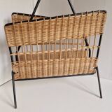 Raoul Guys magazine rack 1950s  
Rattan and black metal