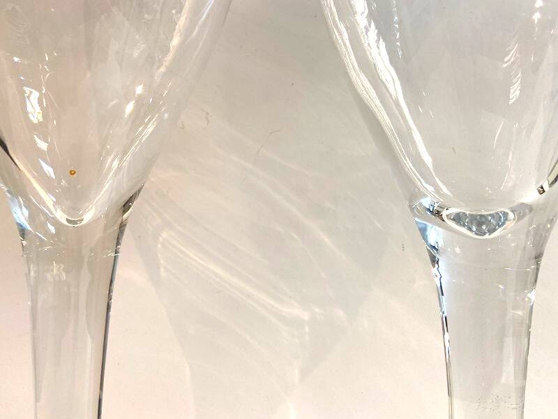 Duo of Large Tealight Holders Vases Candle Holders on Stand Blown Crystal Glass Deco