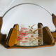 Vintage painted glass tray, wood and mirror