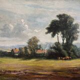 Painting hsp james emery (1819-1899) countryside england fudbury cornard