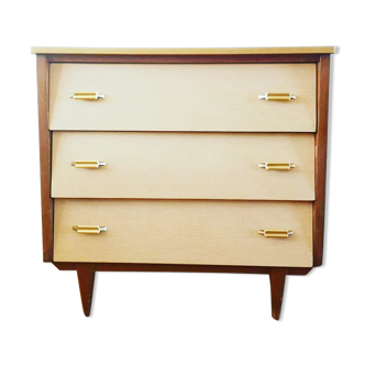 Chest of drawers in wood and formica, 70s