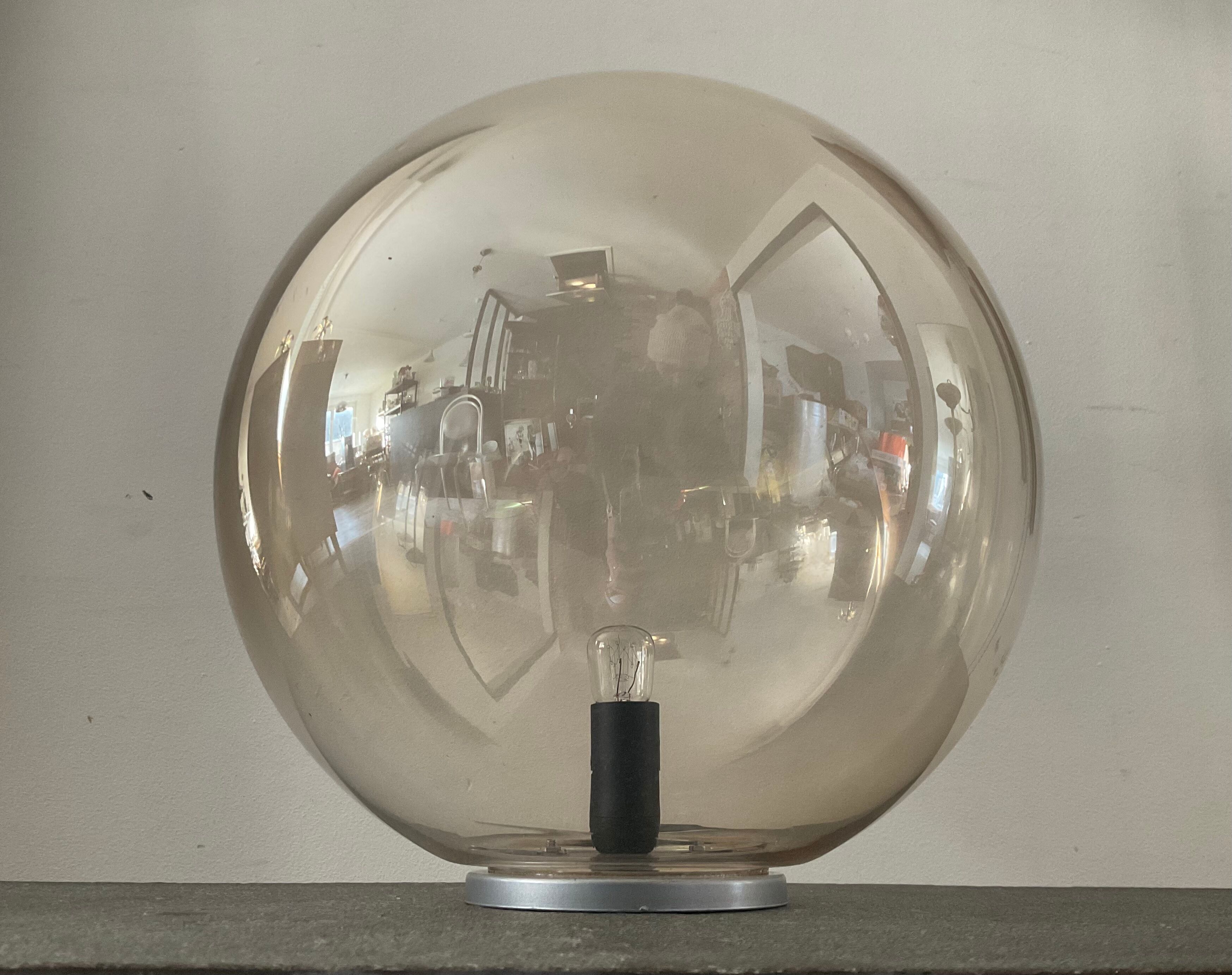 Vintage ball lamp in smoked glass