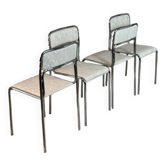 Reupholstered Chrome Stacking Chairs - 70s