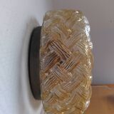 Wall-ceiling light in amber woven glass